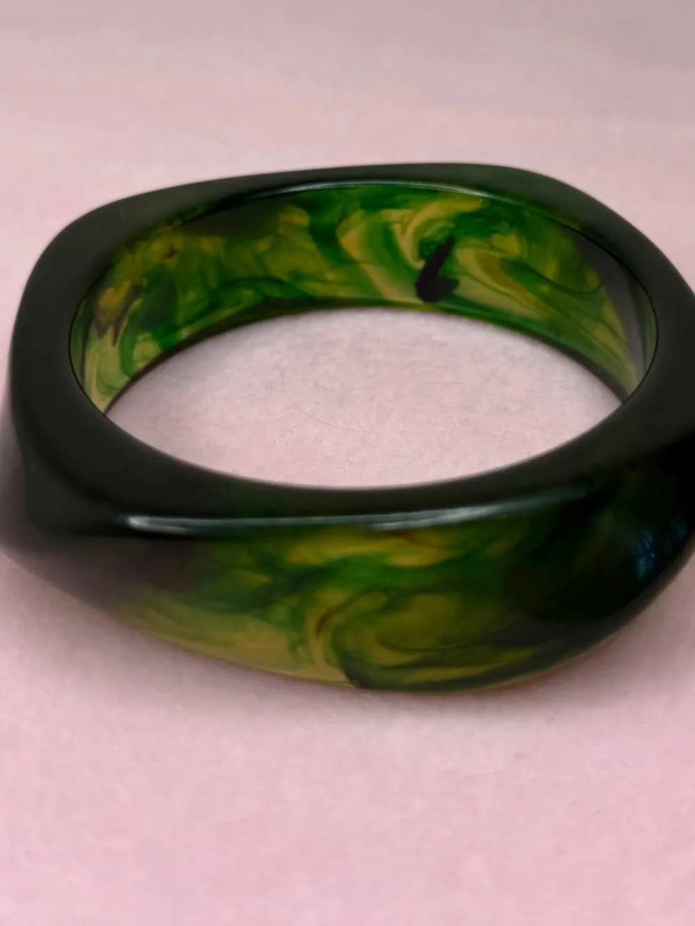 Green Chunky Bangle Bracelet Set – Oversized Statement Dark Emerald Stack